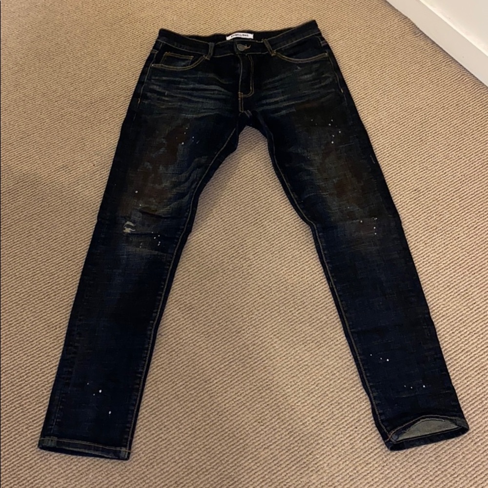 Embellish paint splatter jeans